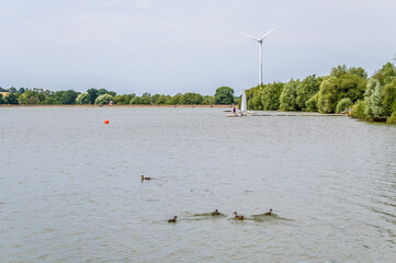A view across Boddington Reservoir, Northampton, UK in summertime