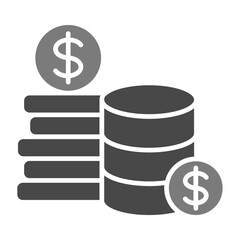 Coins Greyscale Glyph Icon