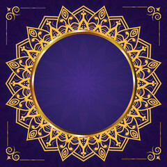 Luxury mandala golden circle frame transparent with vintage gold circular pattern