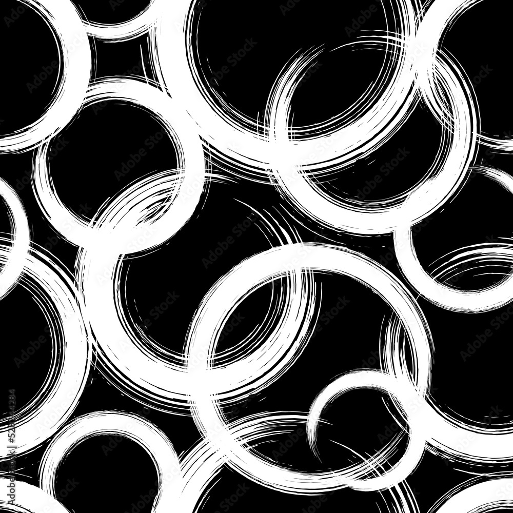 Aufkleber abstract seamless pattern. geometric texture. repeated geometry brush stroke. white circle on black 