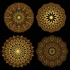 Luxury mandala golden circle frame transparent with vintage gold circular pattern