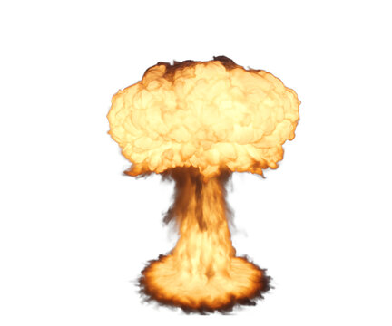 3d Rendering of a nuclear bomb explosion with alpha