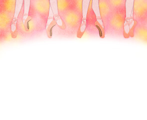 Illustration background of cute feet of ballet pointe shoes-Pink ver01