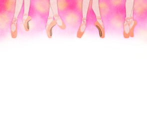 Illustration background of cute feet of ballet pointe shoes-Pink ver02