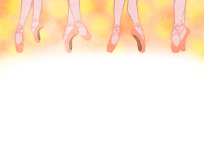 Illustration background of cute feet of ballet pointe shoes-Yellow orange ver