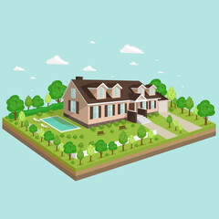 illustration of a house with grass