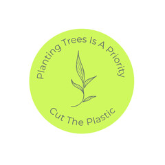 Ecological symbol. Hand-drawn illustration. Environment protection, sustainability concept. Logo design. Cut the plastic.