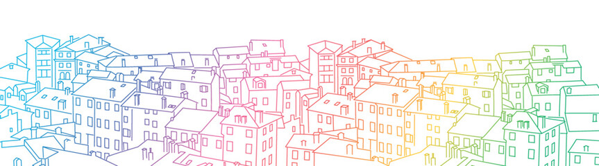 Old town. Background with houses with gable roofs.