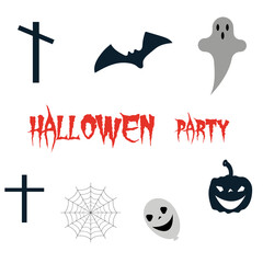 Halloween icons set isolated on white background