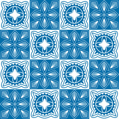 Azulejo square ceramic spanish tiles for wall and floor decoration, retro geometric symmetrical