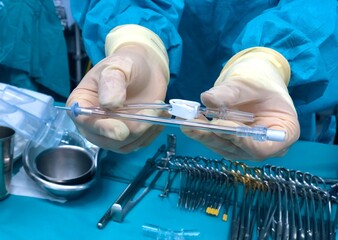Aortic root cardioplegia with vent cannula for open heart surgery.