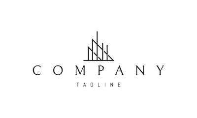 Vector logo on which an abstract image of a modern house in a linear style.