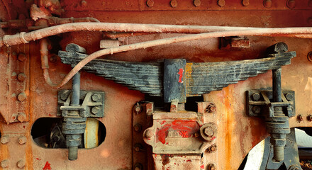rusty steam punk machinery with textured components of an old steam train - mechanism pattern for a...