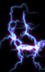 Massive lightning bolt with branches isolated on black background. Flash of lightning on dark backgroung