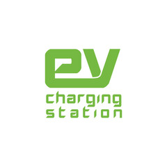 EV charging station banner isolated on white background
