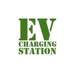 EV charging station banner isolated on white background