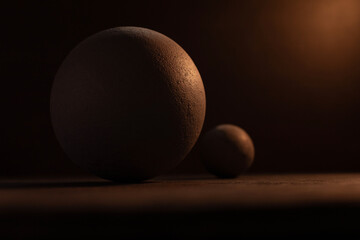 Abstract art concept concrete sphere or geometric shapes with concrete balls