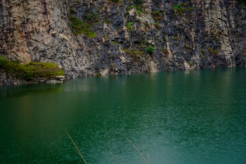Pond formed in a given up quarry