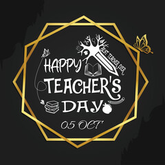 Happy teacher's day banner design in vector