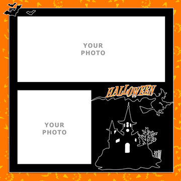 Halloween photo frame square shape for two of your photos