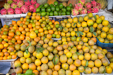 Naklejka na ściany i meble fruits and vegetables in the traditional market