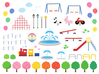公園の遊具_イラスト素材セット