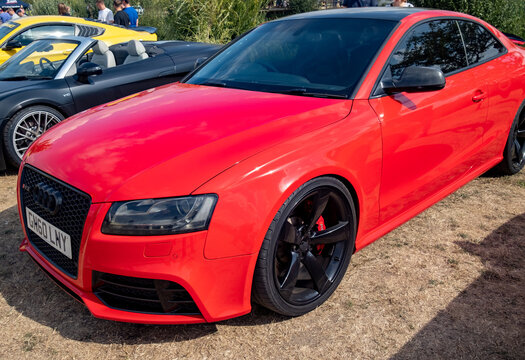Old Buckenham, Norfolk, UK – September 03 2022. Audit A5 RS5 Quattro sports car on display at the annual free to enter summer car show