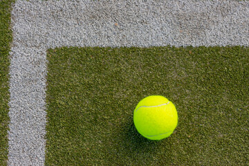 tennis background Close-up shots of tennis balls in tennis courts With a mesh as a blurred...