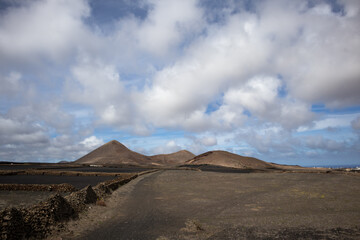Country with a dusty road, Lanzarote, Spain