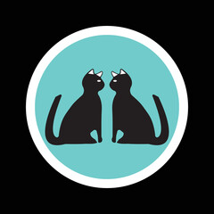 Two black cat circle logo 