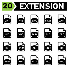File Extension icon include vmt, h12, zmc, fmat, capt, i5z, vcs, bld, clp, prs, hst, ppsm, ali, sqr, hdf, aifb, kpr, nitf, xlc, dvo, file, format, extension, document, sign,