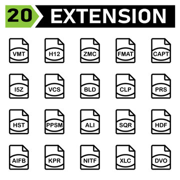 File Extension icon include vmt, h12, zmc, fmat, capt, i5z, vcs, bld, clp, prs, hst, ppsm, ali, sqr, hdf, aifb, kpr, nitf, xlc, dvo, file, format, extension, document, sign,