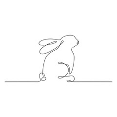 Rabbit one line, vector drawing