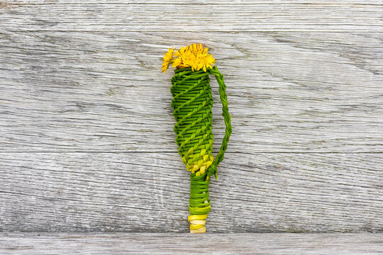 Naturally Plaited On Wood Background