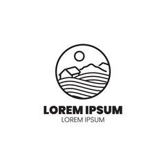 River Village Logo. minimalist logo. simple logo. vector