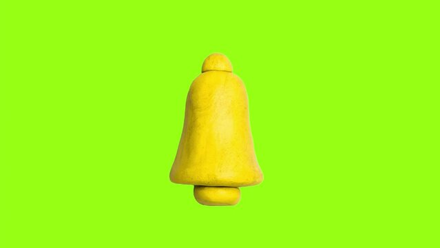 Bell icon motion graphic animation template clip. Bell Notification (Chroma key background green screen). Stop motion video from plasticine.