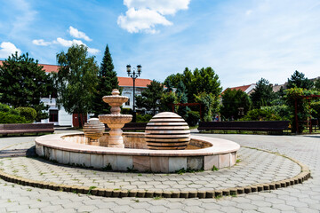 Artesian fountain in the city hall park, Sebes, Alba county, Romania.
