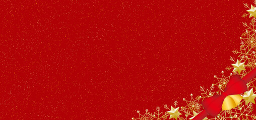 雪の結晶　フレーム　ゴールド　背景　赤　ダスト（金色）