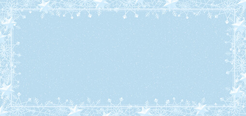 雪の結晶　フレーム　白＆水色　背景　ライトブルー　ダスト（白）