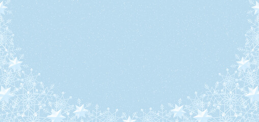 雪の結晶　フレーム　白＆水色　背景　ライトブルー　ダスト（白）