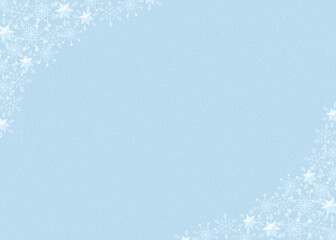 雪の結晶　フレーム　白＆水色　背景　ライトブルー　ダスト（白）