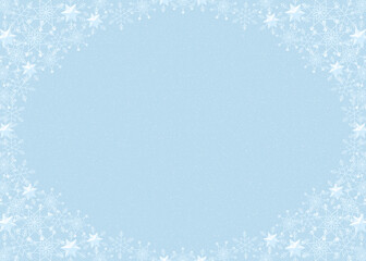 雪の結晶　フレーム　白＆水色　背景　ライトブルー　ダスト（白）