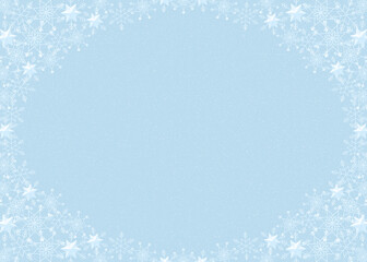 雪の結晶　フレーム　白＆水色　背景　ライトブルー　ダスト（白）