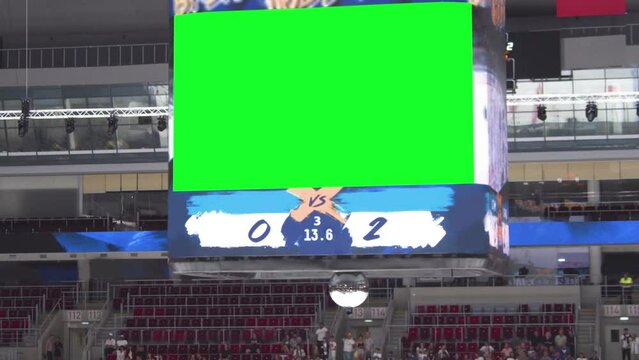 Hockey match countdown on the scoreboard with a green screen.