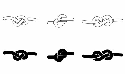 rope knot sets with different shapes isolated on white background.knot vector illustration - obrazy, fototapety, plakaty