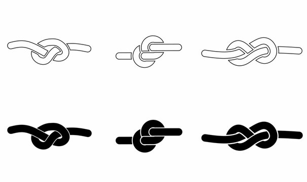 rope knot sets with different shapes isolated on white background.knot vector illustration