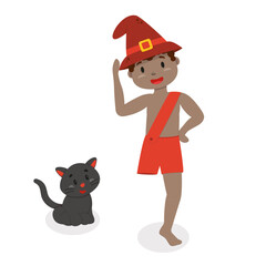 Saci Perere, personagem do folclore brasileiro, com elementos de Halloween - ilustra&ccedil;&atilde;o vetorial