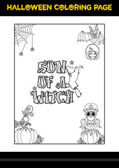 Halloween Quotes Coloring page. Halloween coloring page for kids.