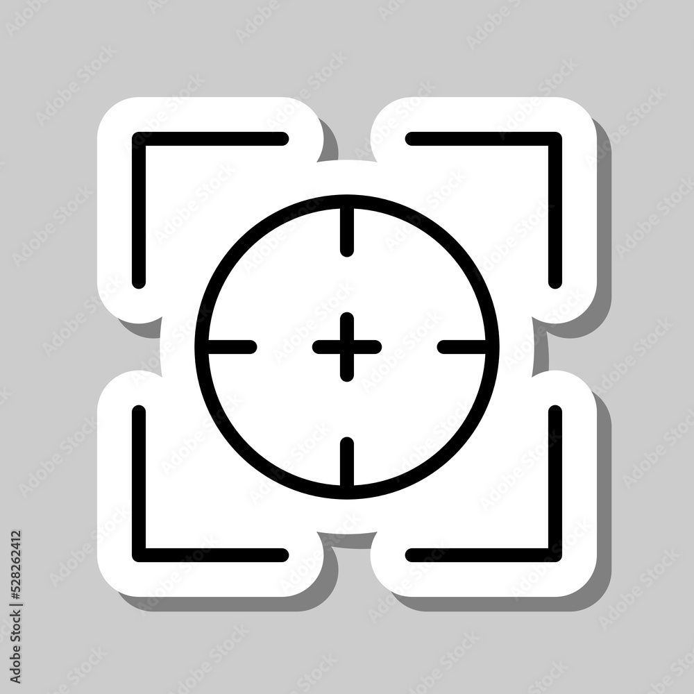 Aufkleber aim and target simple icon vector. flat design. sticker with shadow on gray background