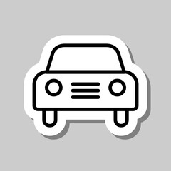 Car simple icon vector. Flat design. Sticker with shadow on gray background.ai